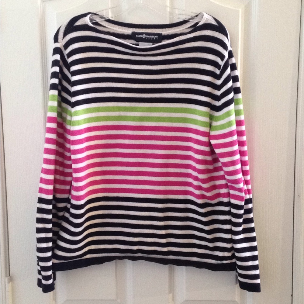 FINAL MARKDOWN Ladies' Sag Harbor Sport Striped Sweater (large)